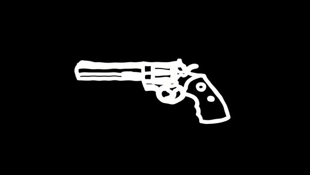Toy gun icon sign or symbol animation. White Highlight Elements. Doodle loop animation. doodle style on transparent background. Jittery Artistic Motion. scribble seamless loop animation.