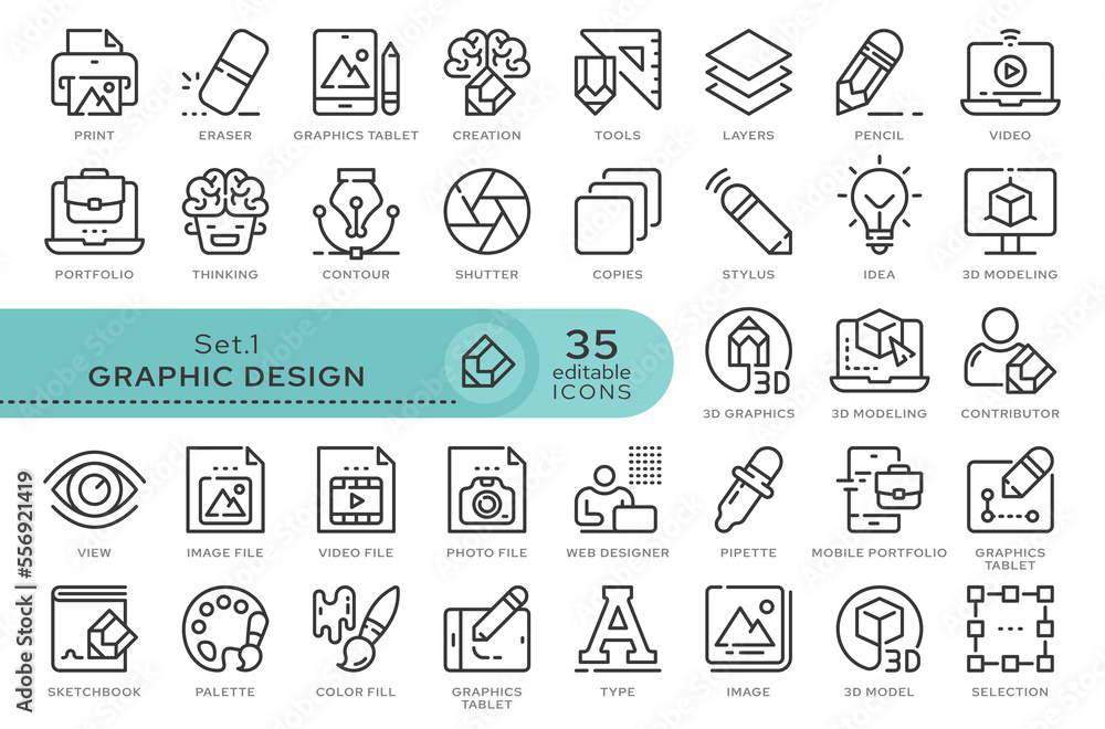 Fototapete set of conceptual icons. vector icons in flat linear style for web sites, applications and other gra