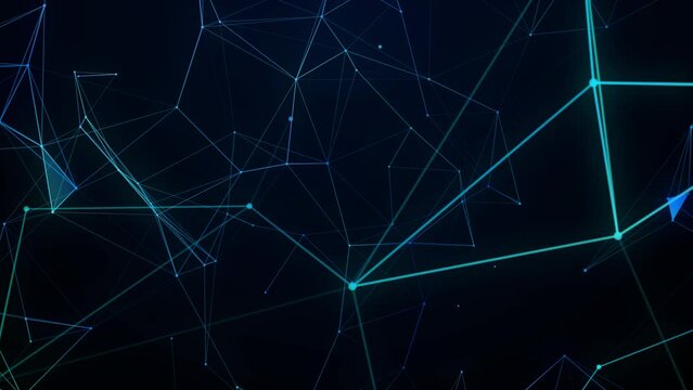 Abstract digital connection. Moving points with lines. Data technology. Technological background. Network, weaving. Video 4k.