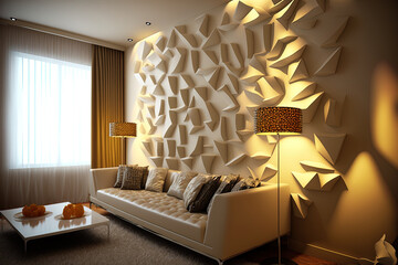 amiable interior design. residing room Model of a wall. wall decor. Generative AI