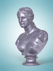 Statue of Venus de Milo. Creative concept colorful neon image with ancient greek sculpture Venus. 3D illustration