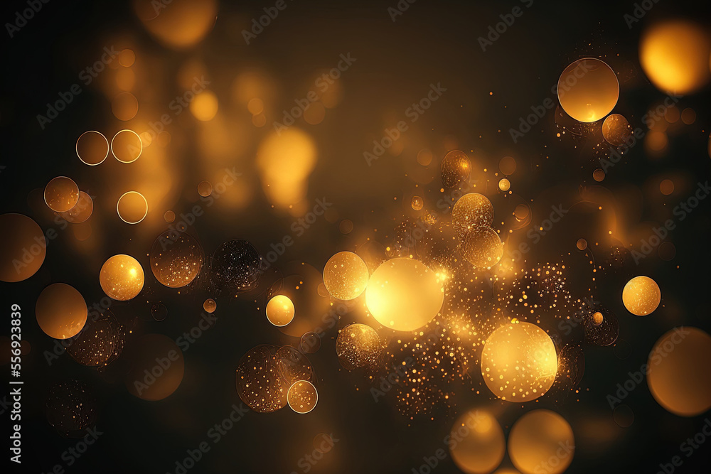 Poster background with bokeh of abstract shimmering gold. elegant illustration. generative ai