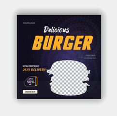 food burger social media post design template