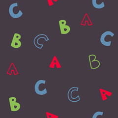 Alphabet seamless pattern. Orange letters A B C D F