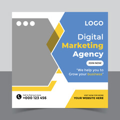 Digital marketing social media post banner template and corporate social media post template, Vector Design Square Banner Promotion