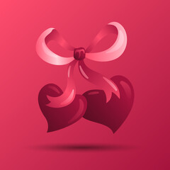 valentines day element. Gradient Love and ribbons. Vector illustration