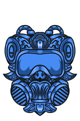 illustration blue mask t-shirts design or sticker 