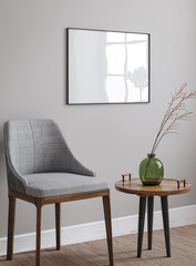 Frame mockup in modern home interior background, 3d render