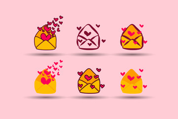 valentines day element. Valentines love letter with envelope. Vector illustration