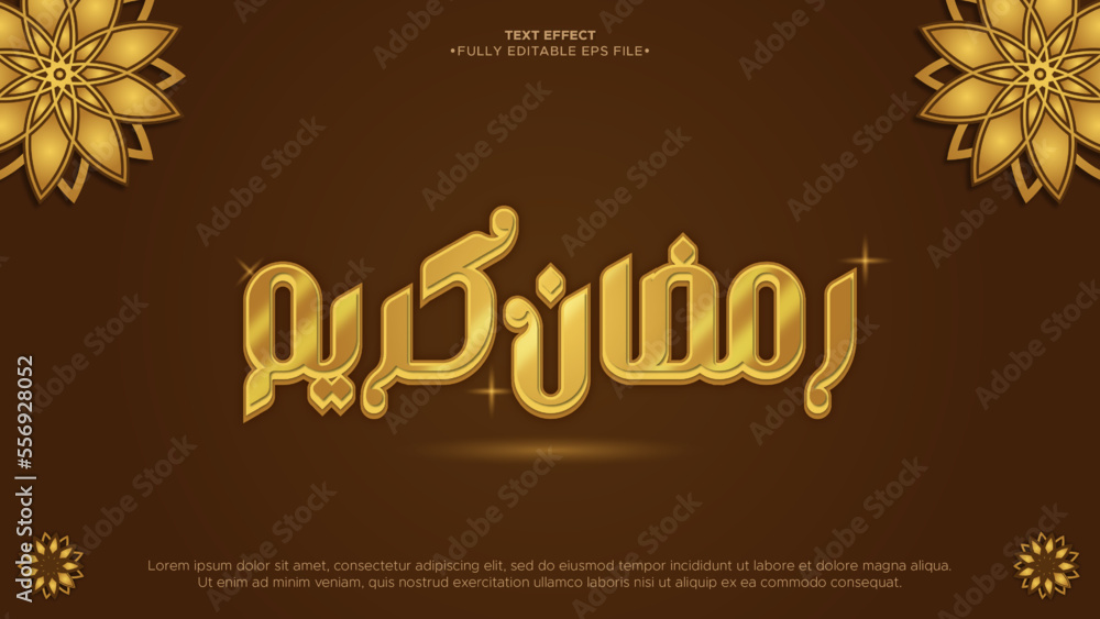 Wall mural ramadan kareem vector editable text effect