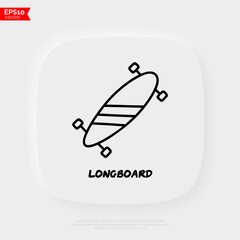 Longboard doodle icon. Skateboard. Vector illustration.