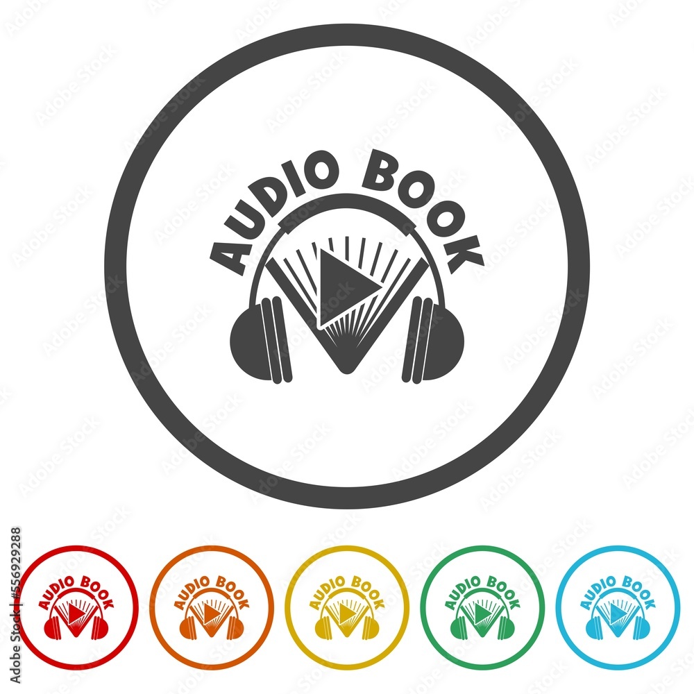Poster audio book icon. set icons in color circle buttons