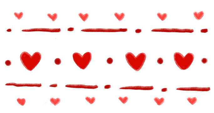 valentines day hand drawing line banner illustration heart and decoration elements