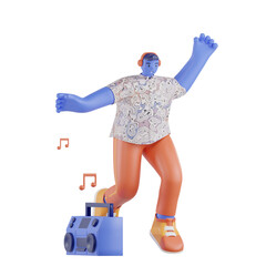 Man dancing to music from the radio