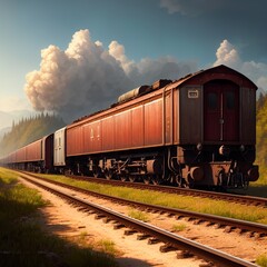 Fototapeta na wymiar An old locomotive on the railroad.