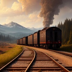 Fototapeta premium An old locomotive on the railroad.