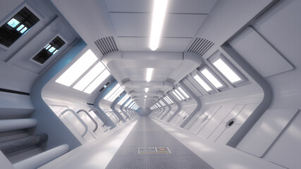 3d render futuristic interior corridor