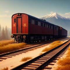 Obraz premium An old locomotive on the railroad.