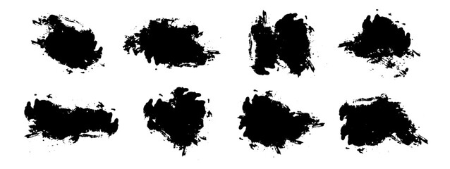 Abstract splash ink brush collection bundle elements. Black rough element vector illustration.