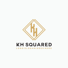 KH Letter squared logo vector image