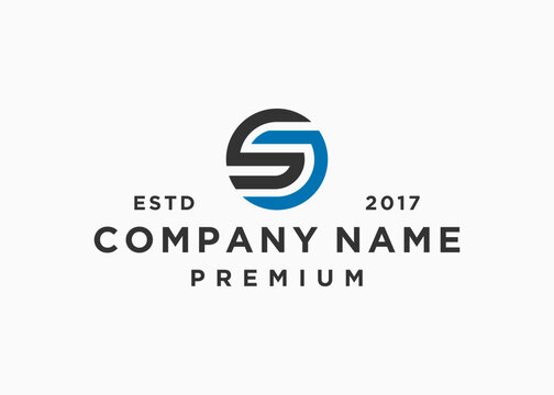 letter sj circle logo design vector illustration template