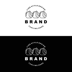 Stone Logo, Gem Line Stone Design, Diamond, Crystal, Simple Elegant, Product Brand Vector, Natural Stone Icon