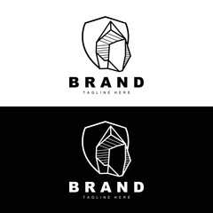 Stone Logo, Gem Line Stone Design, Diamond, Crystal, Simple Elegant, Product Brand Vector, Natural Stone Icon