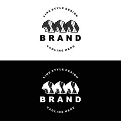 Stone Logo, Gem Line Stone Design, Diamond, Crystal, Simple Elegant, Product Brand Vector, Natural Stone Icon