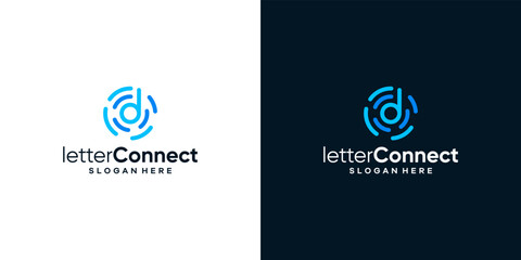 Connected circle shape logo design template with initial letter d graphic design illustration. icon, symbol, creative. - obrazy, fototapety, plakaty