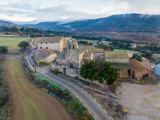 Santa Fe de Valldeperes Romanesque church from the 12th century linked to Castelladral,  Catalonia...