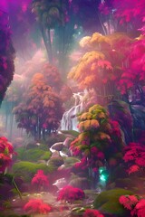 Obraz na płótnie Canvas Colorful fantasy forest landscape