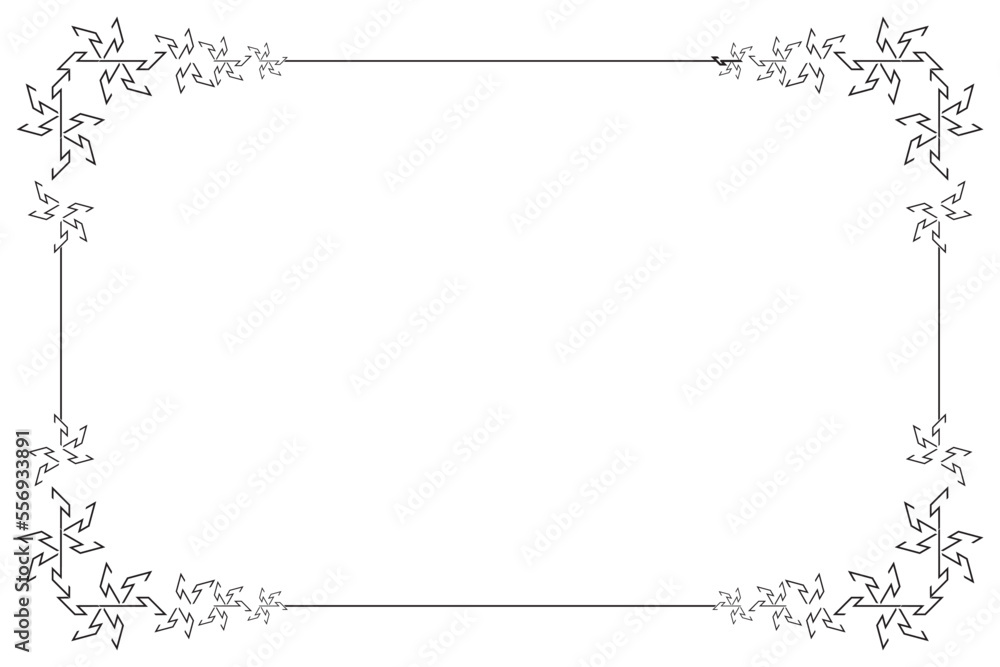 Poster rectangle of frame border vector. design decorative corner of lines black on white background. desig