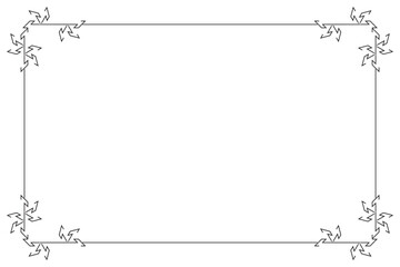 Rectangle of frame border vector. Design decorative corner of lines black on white background. Design print for illustration, card, certificate, background. Set 42