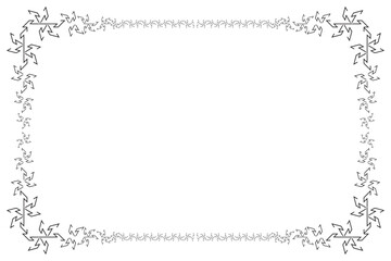 Rectangle of frame border vector. Design decorative corner of lines black on white background. Design print for illustration, card, certificate, background. Set 45