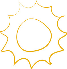 Cute doodle sun. Hand drawn vector illustration. Sketch sun, Hand drawn sunshine symbols