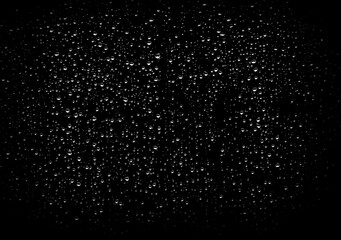 Black wet background, Raindrops for overlaying on window. Royalty high-quality free stock photo image of Drops of water flow overlay down the surface of black glass background. Texture for creativity