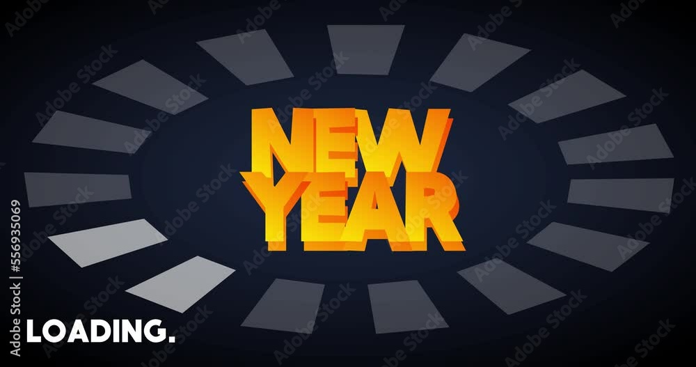 Poster new year text with loading, downloading, uploading bar indicator. download, upload on computer scree
