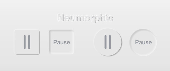 Neumorphic Button, Player button vector set. Continuous 3D realistic virtual style in white tone, player button set, technology and online streaming buttons, technology illustration, sign and symbol.