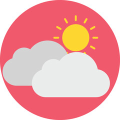 Cloud with Sun Vector Icon
