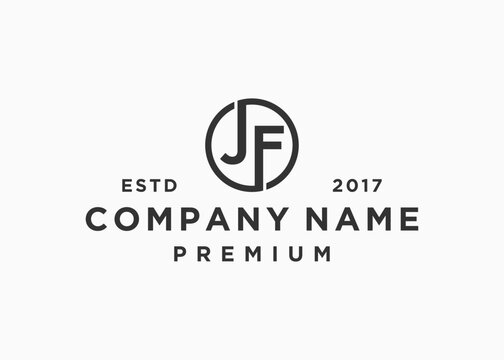 letter jf circle logo design vector illustration template