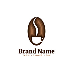 Coffee bean logo with a cup