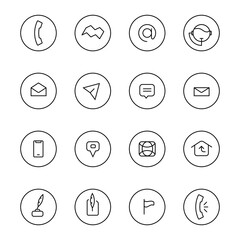 Set of line icons related to contacts