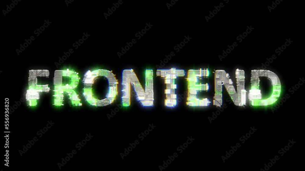 Poster cybernetical text frontend with chromatic aberrance and glitch effects, isolated