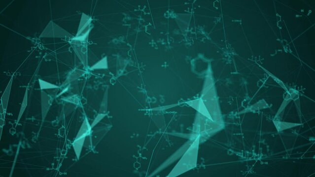 Blue futuristic chemical structural formulas Health care and science Medical innovation loop background design. Geometric abstract background with hexagons. Medicine, science and technology.