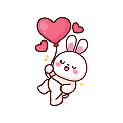 Valentine's day illustration with kawaii bunny