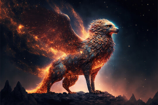 A mythical ancient griffin created with Generative AI technology