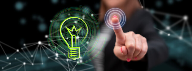 Woman touching an idea concept