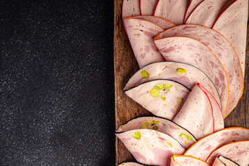 sausage meat plate or meat board assorted fresh meal food snack on the table copy space food background rustic top view © Alesia Berlezova
