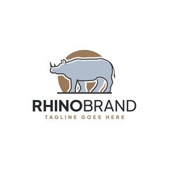 Flat design rhino brand logo
