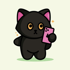 cute black cat is doing adorable pose